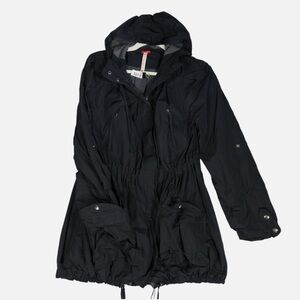 Free People Black Hooded Windbreaker size L